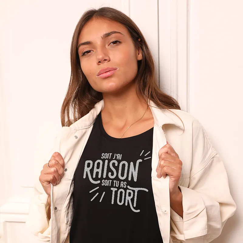 T-shirt Femme BIO J'ai raison tu as tort - Noir-0