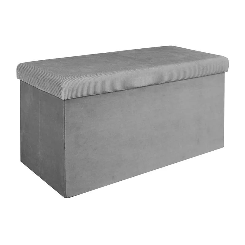 Coffre banc pliable velours Giulia Gris - 77x38cm-0