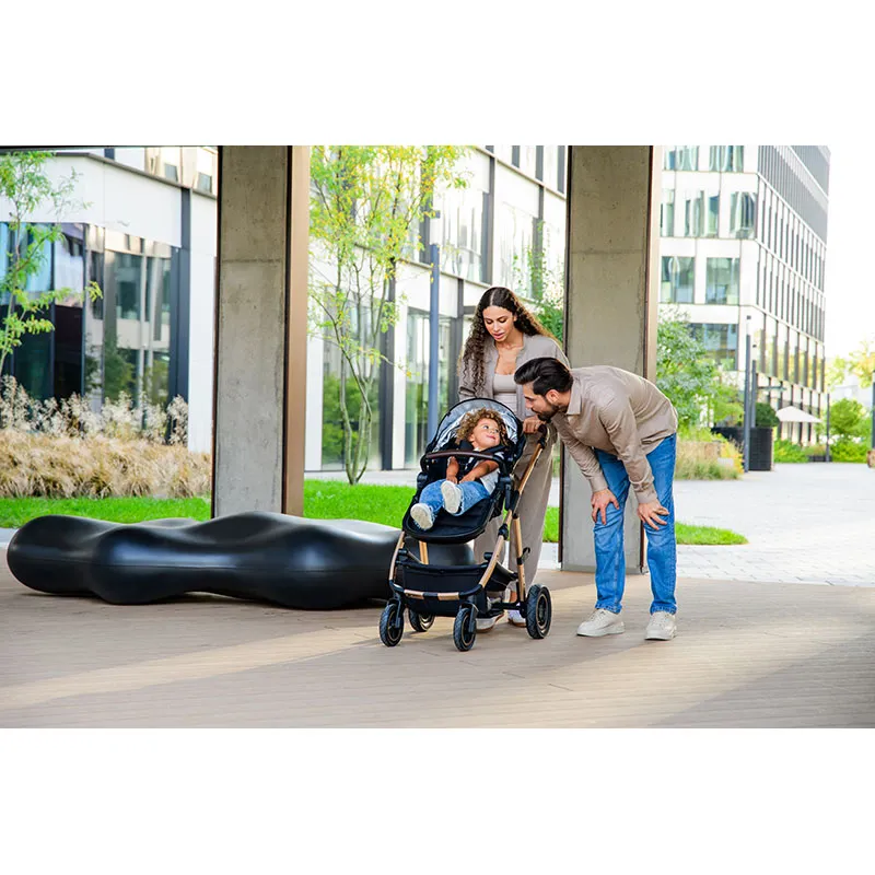 Trio Poussette Amber + Nacelle + Cosy Gr.0+ Black Silver-33