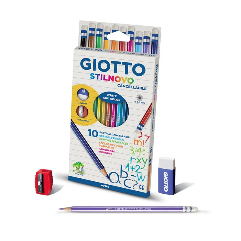 Crayons de couleur Stilnovo effaçables + acces. - 12pcs-0