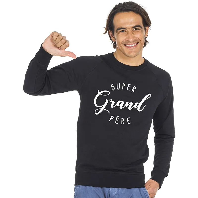 Sweat Homme Super grand père - Noir-0