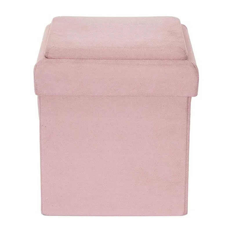 Coffre pouf pliable compatible brique Rose - 27x27x30cm-2