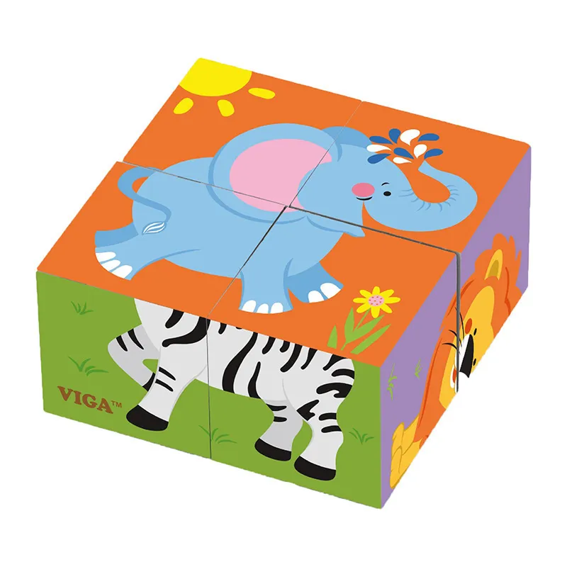 Puzzle cube Animaux sauvages 4pcs - 24m+-1