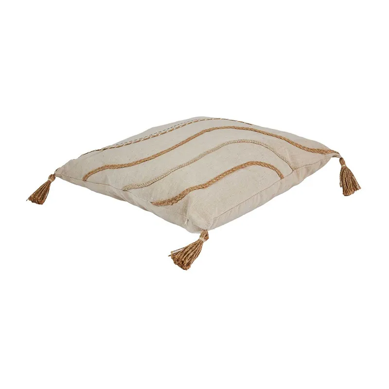 Coussin à pompons Beige/Blanc - 40x40cm-4