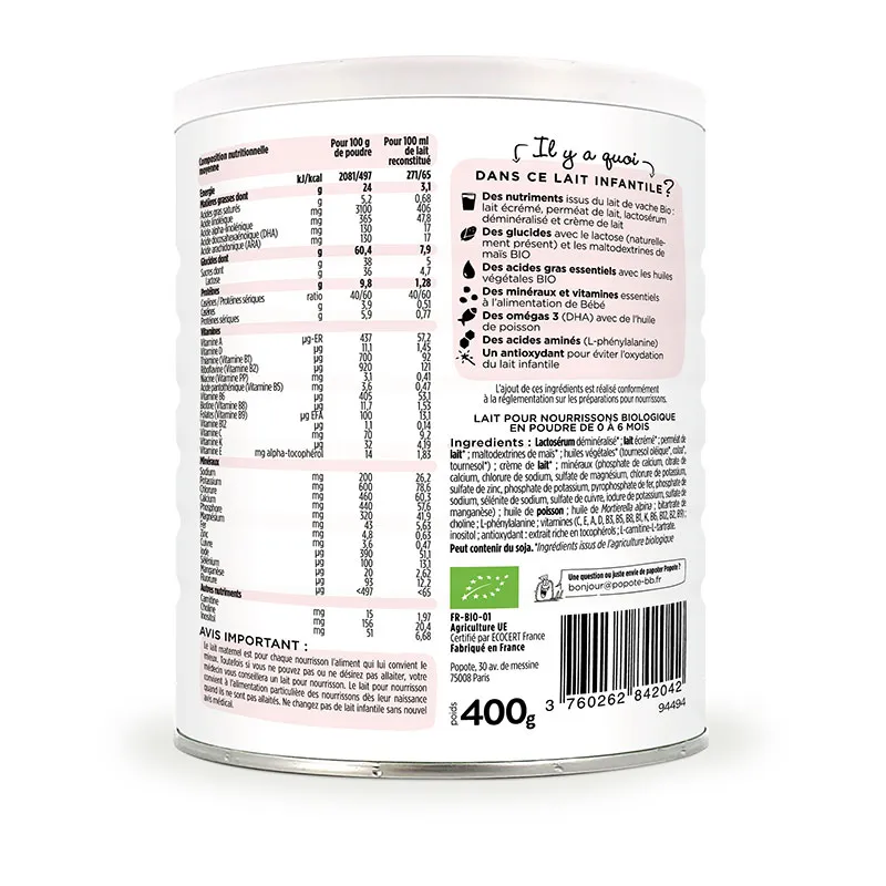 400g Lait infantile 1er âge BIO - 0-6m-1