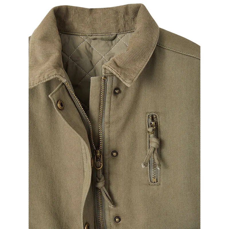 Veste matelassée brodée au dos fille - Kaki-2