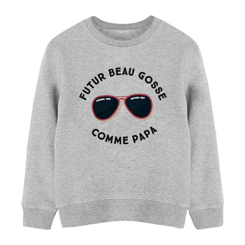Sweat Enfant Futur beau gosse - Gris Chiné-0