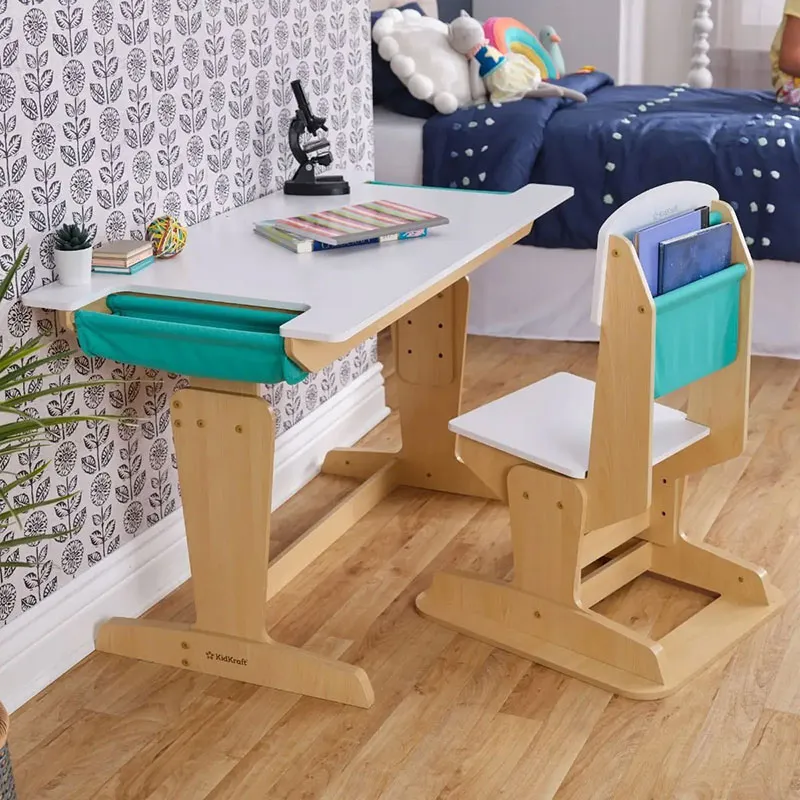 Bureau & Chaise réglables Naturel - 4+-6