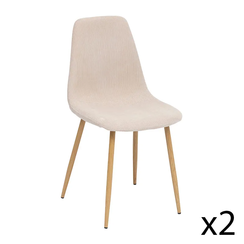 2 Chaises Roka velours Beige - 45x51x87cm-0