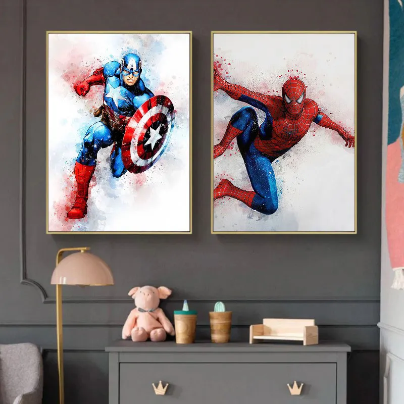 Lot de toiles Captain America & Spiderman - 30x40cm-0