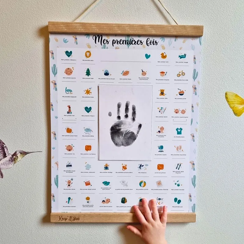 Affiche Mes Premières Fois + Tampon + Cadre photo First Beige - Perroquet-1
