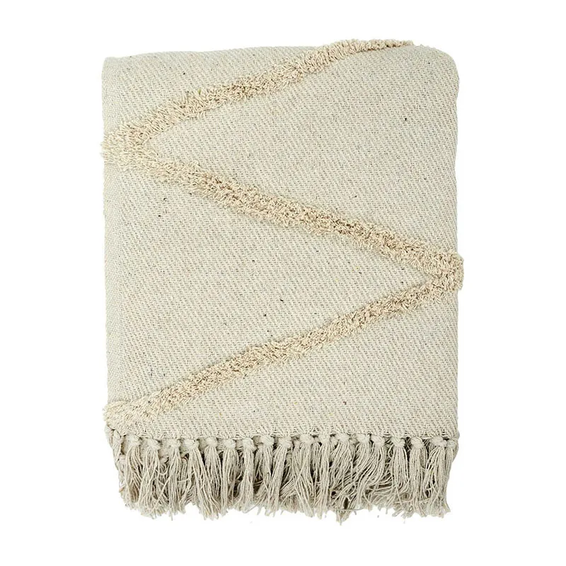 Plaid Ethnique Beige Losange écru - 150x120cm-0