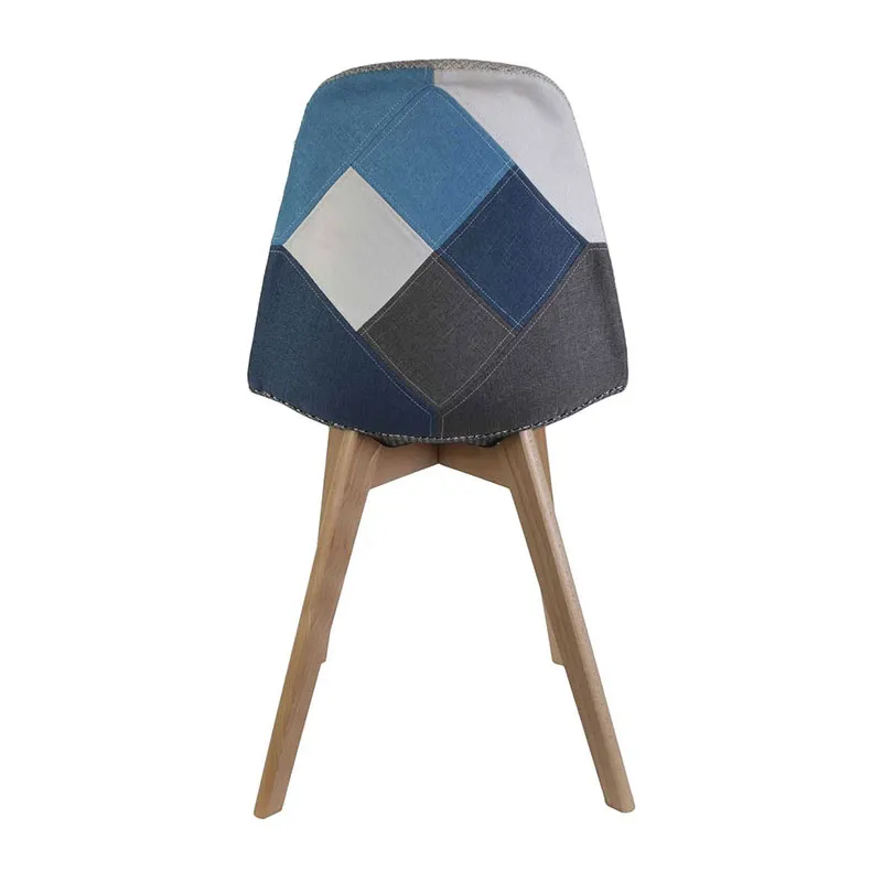 4 Chaises Patchwork Bleu/Gris --5