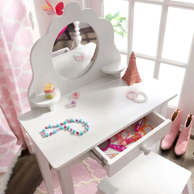Coiffeuse + Tabouret Medium Blanc - 36m+-5