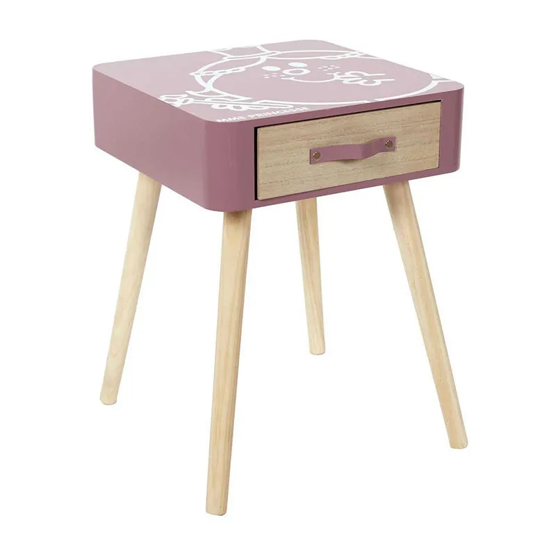 Table de chevet Madame Princesse Bois Rose - 35x35x48cm-2