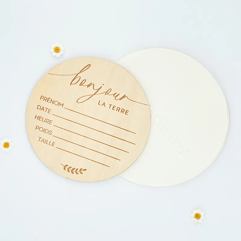 Disque de naissance à remplir Bois Bonjour La Terre - ø12cm-2