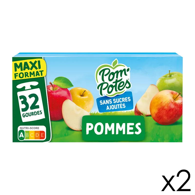64 Compotes Gourdes SSA Pomme Format Super Familial - 64x90g-0