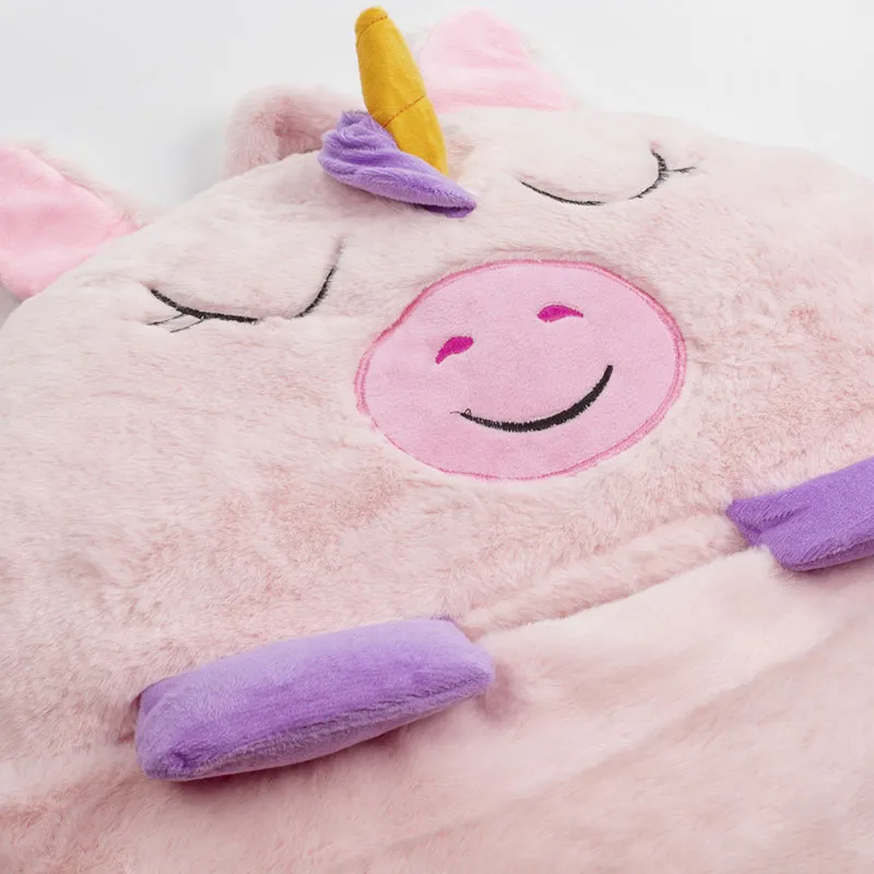 Sac de couchage convertible en oreiller Licorne - Rose-3