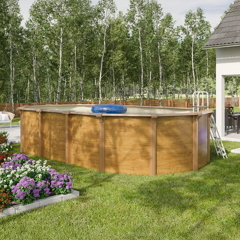 Piscine métal hors sol aspect Bois - Plusieurs Dim. Disponibles-1