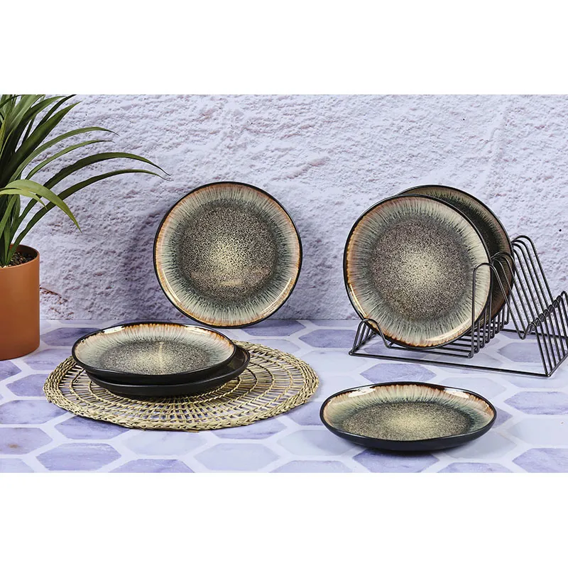 6 Assiettes Iris Marron sauvage-4