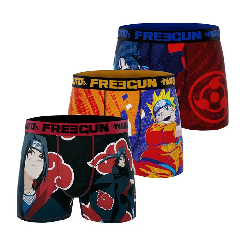 3 boxers homme Naruto Classic - Noir/Bleu/Jaune/Rouge/Orange-0