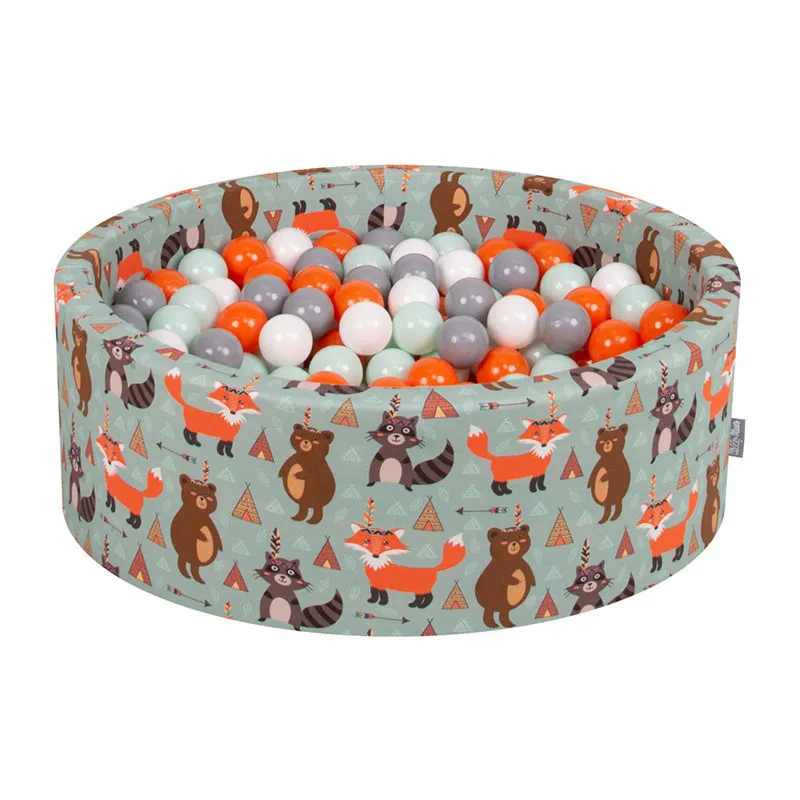 Piscine balles rond Renard Ora./Ment. + 200b. - 90x30cm-0