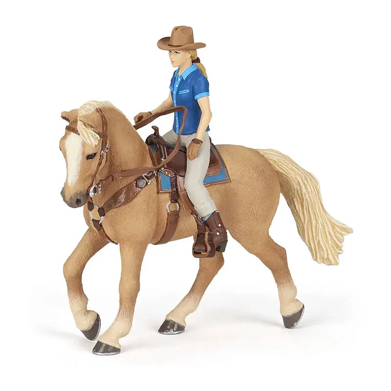 Cheval Western & sa cavalière - 16x10x19cm-4