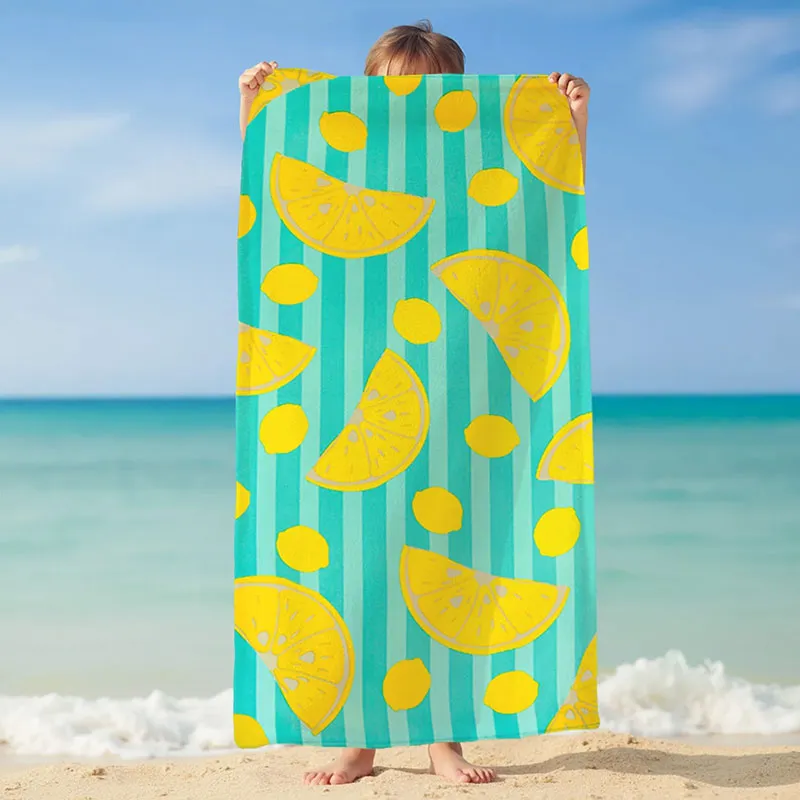 Serviette de plage Pop-Citron Bleu - 75x150cm-3