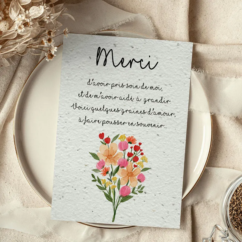 Cartes à Merci Fleurs - 4pcs-1
