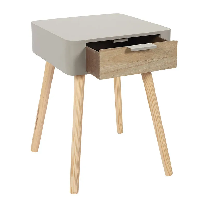 Table de chevet Taupe/Noir/Bois - 35x40x48cm-4