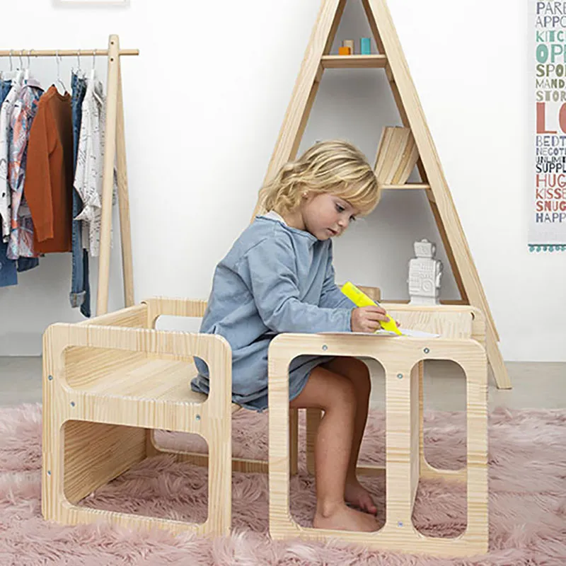 3 Cubes de motricité Montessori Naturel - 40x40cm-3