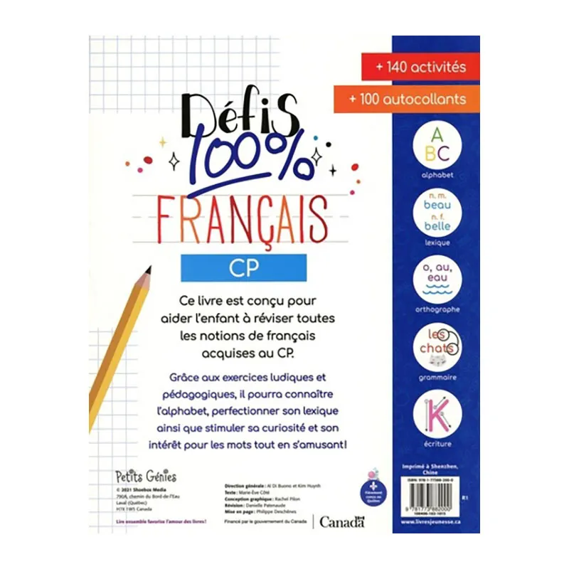 Défis 100% Français CP + 100 autocollants - 6+-1