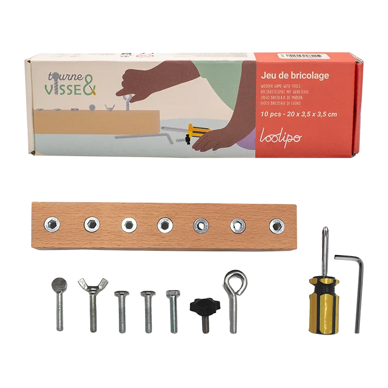 Jeu de bricolage en bois Tourne & Visse 10pcs - 3+-0