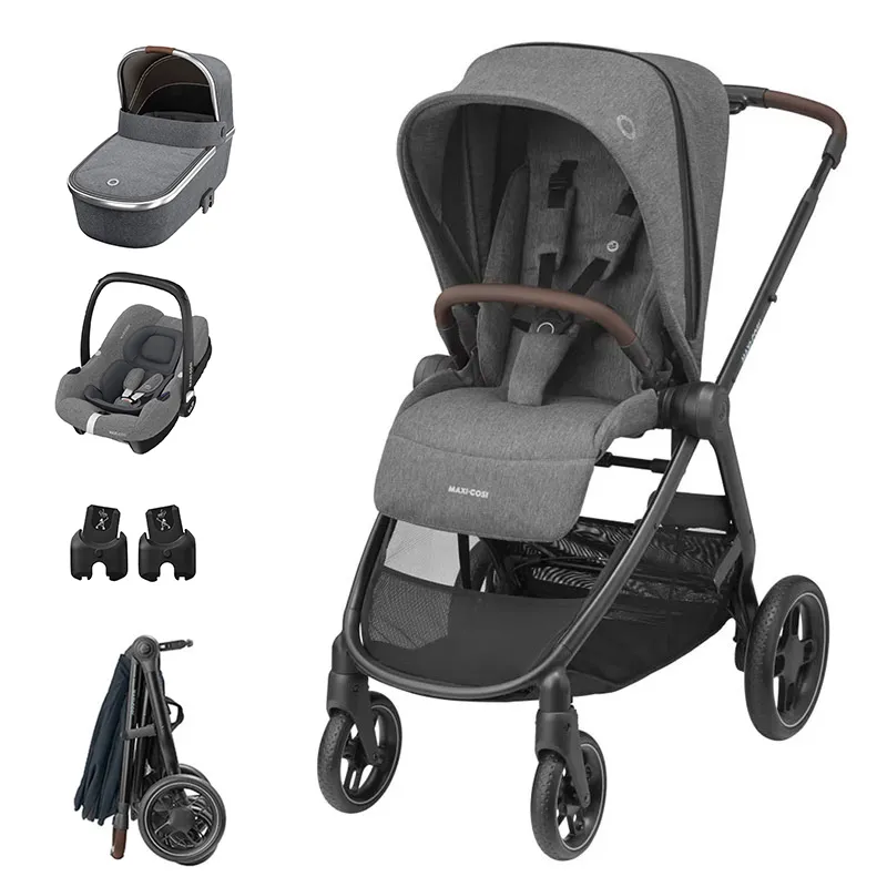 Trio Poussette Compacte Street + Cosi Cabriofix sans base + Nacelle Oria + Adaptateurs Grey - 0m+-0