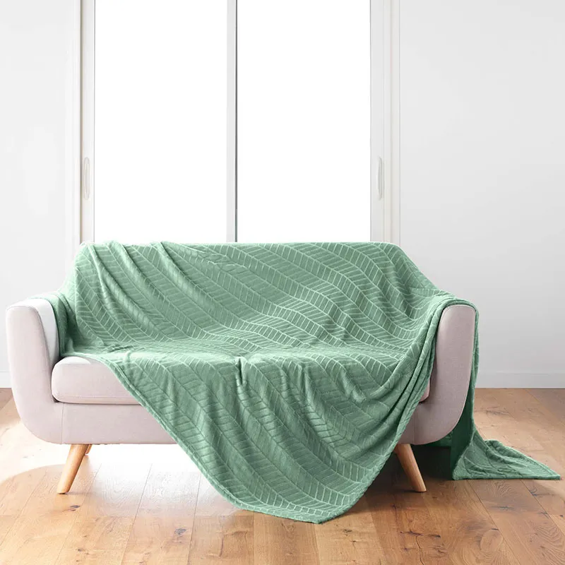 Plaid Flanelle Uni Arya Sauge - 180x220cm-1