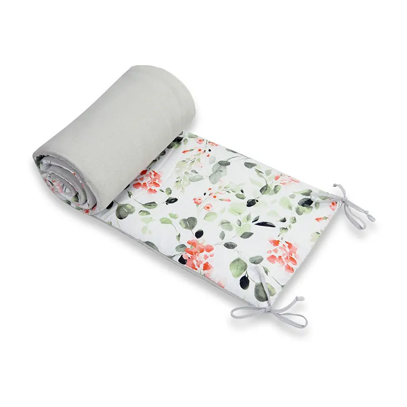 Tour de lit Minky Fleurs Eucalyptus - 30x180cm-0