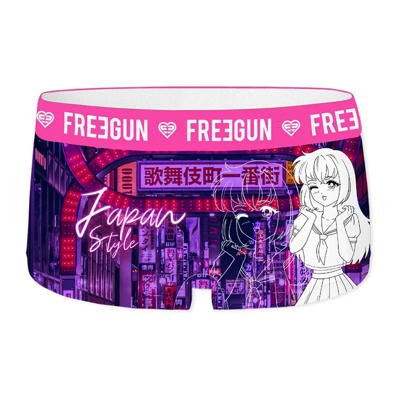 4 Shorties Femme Manga Neon - Rose/Noir/Violet/Bleu-1