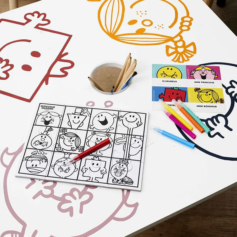 Puzzle à colorier + 6 feutres Monsieur Madame-1