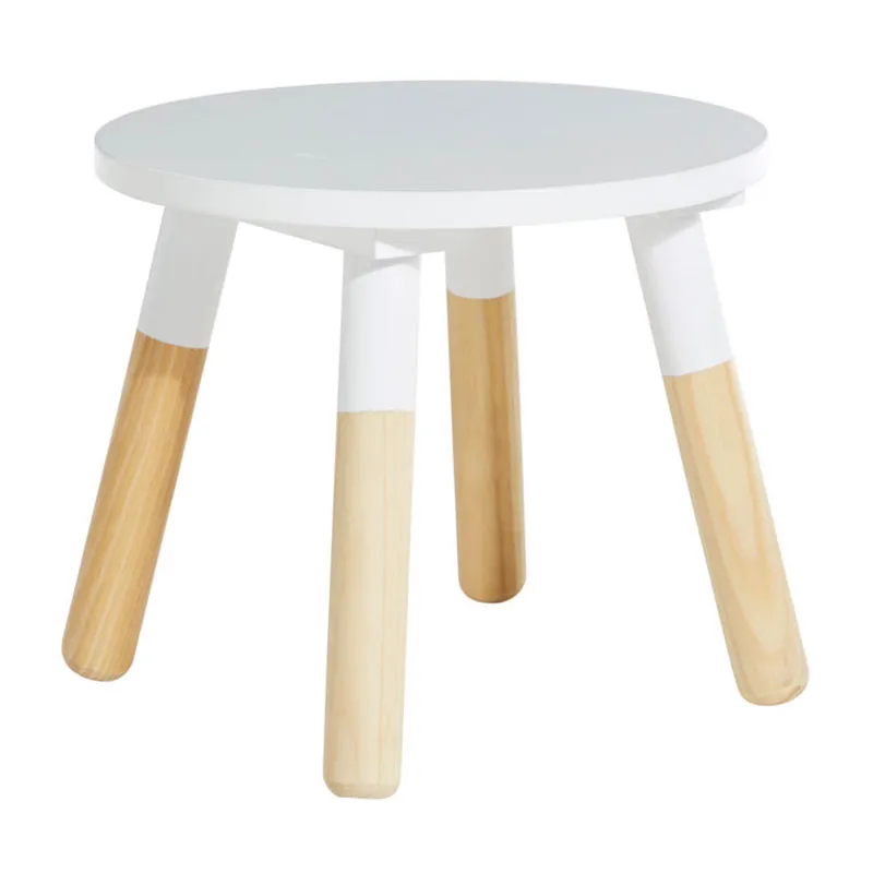 Tabouret rond Maternelle Blanc/Naturel - 25x27,5cm-0