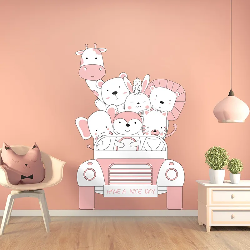 Stickers - Animaux en voyage couleur girly-1