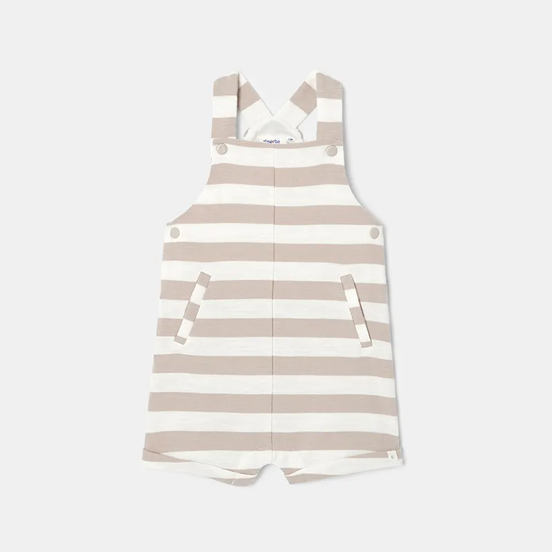 Salopette courte Coton BIO Mixte - Beige mulot-0