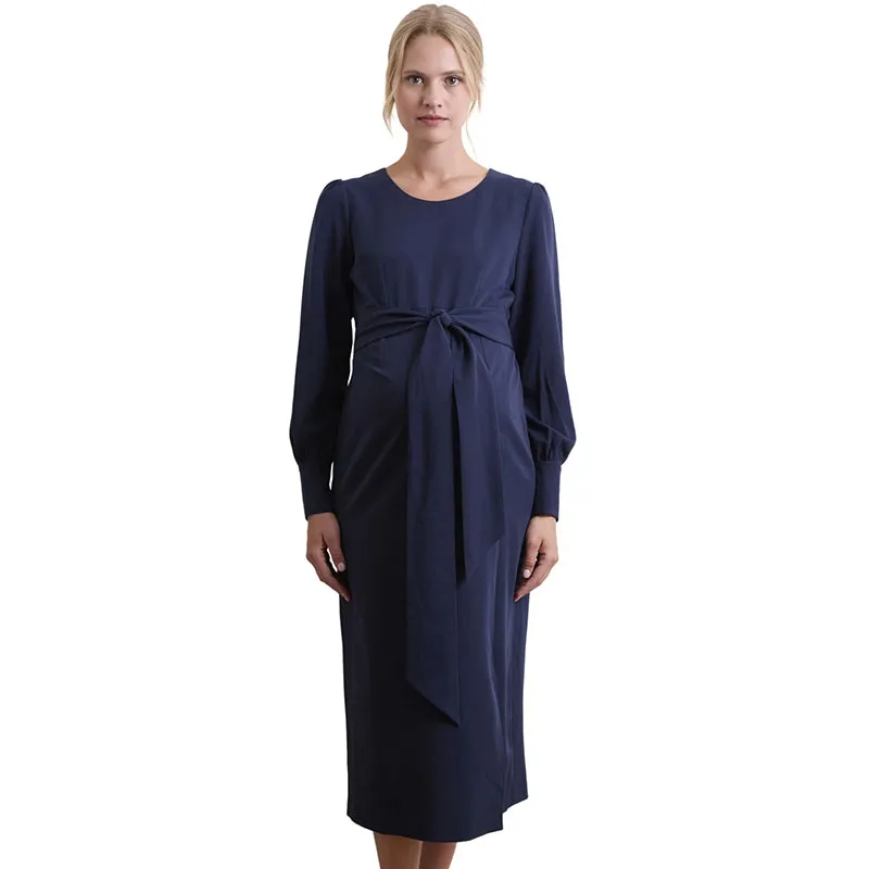 Robe longue de grossesse fete - Marine-0