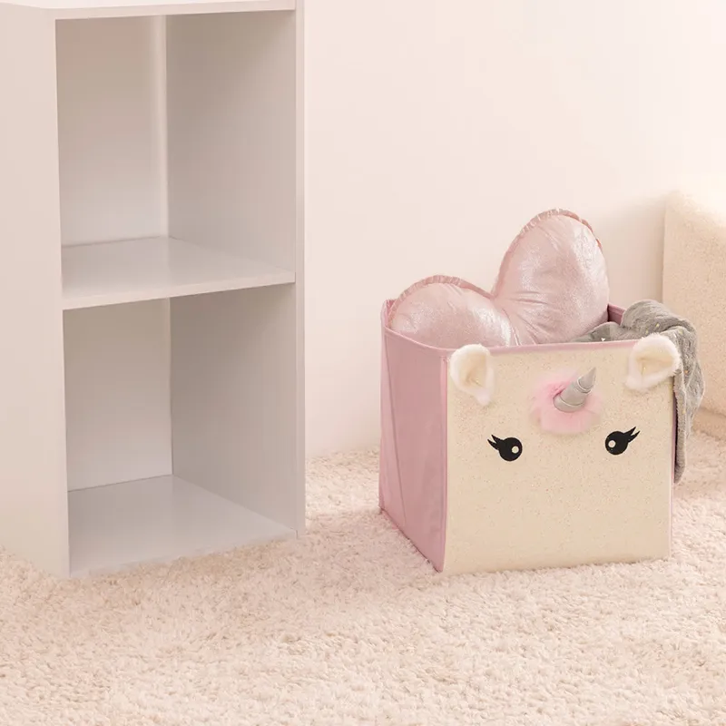 Bac de rangement licorne Rose - 31x29cm-1
