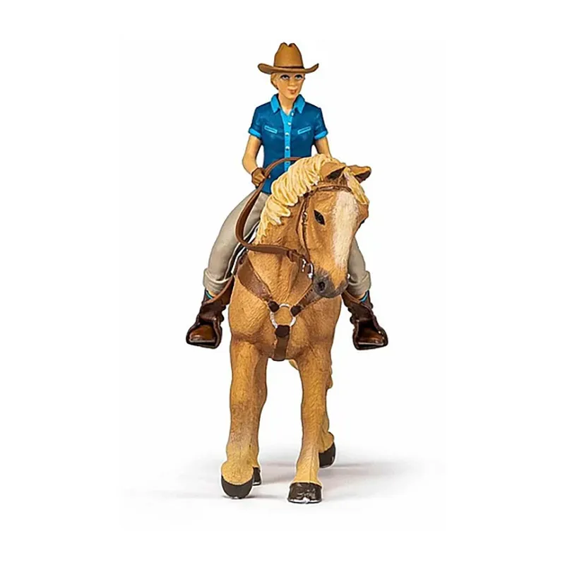 Cheval Western & sa cavalière - 16x10x19cm-3