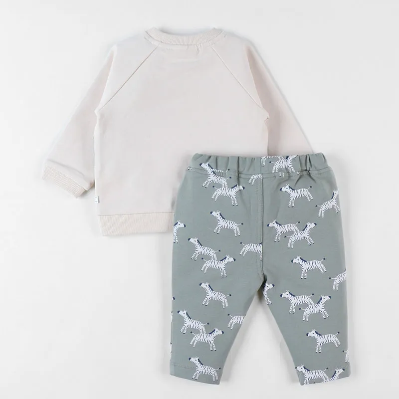 Sweat + Legging Zèbre - Vert/Beige-1