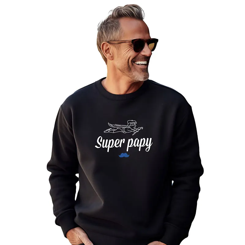 Sweat Homme Super papy - Noir-1