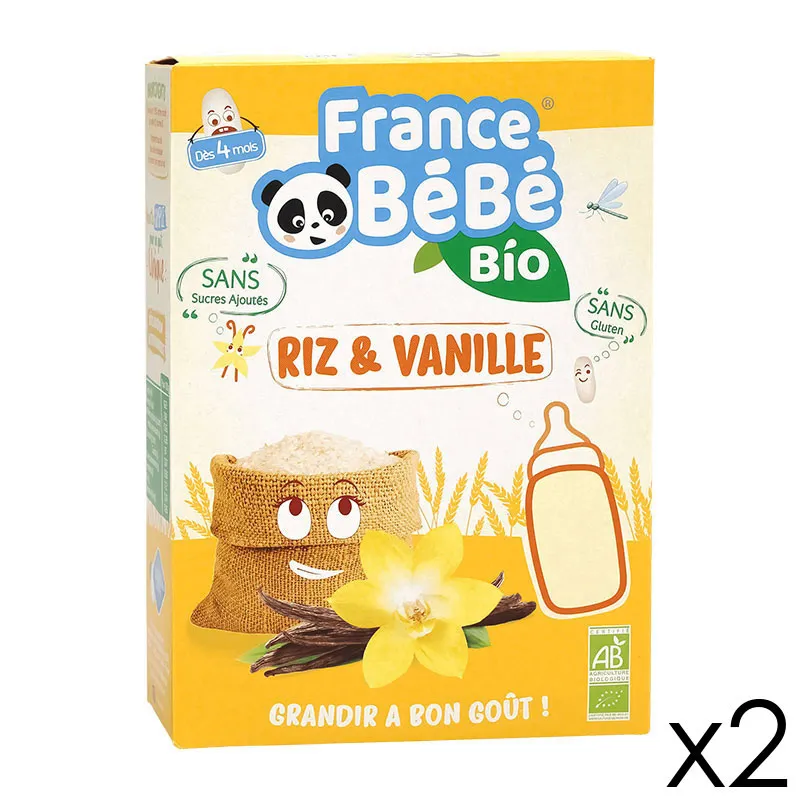 2x200g Céréales Riz Vanille BIO sans gluten - 4m+-0