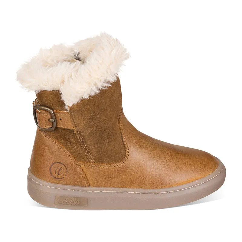 Bottines fourrées zippées Lilou Cuir - Camel-0