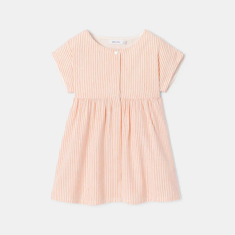 Robe à manches Fille - Abricot-0