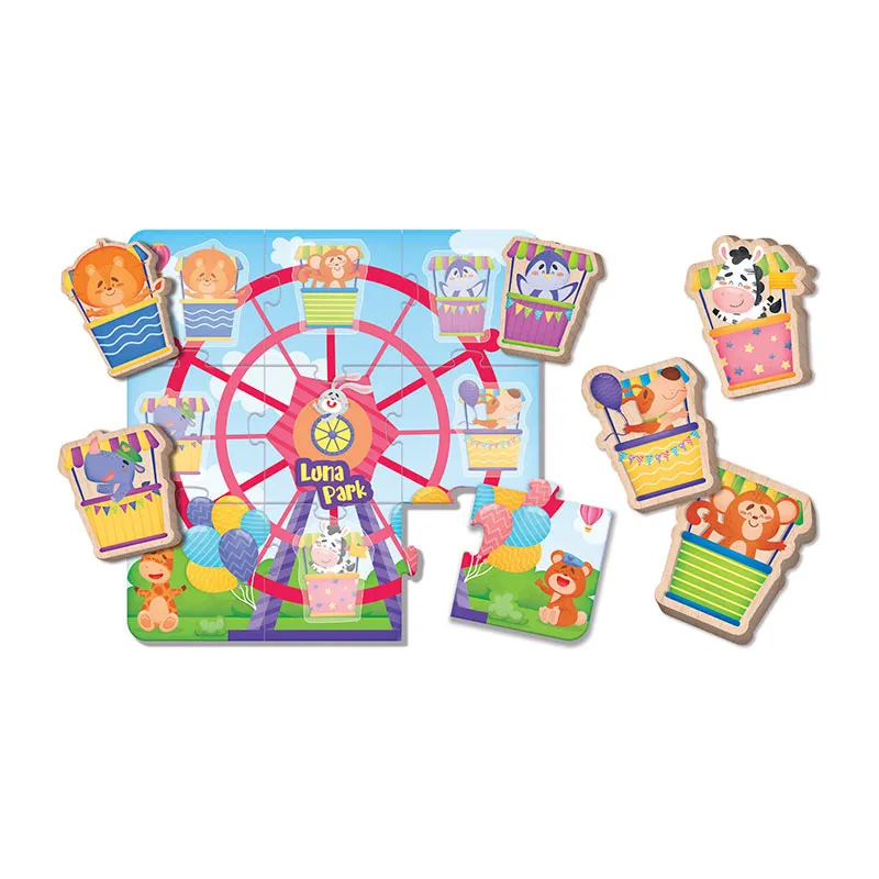 Puzzle Bois Luna Park 15pcs Montessori Baby - 12m+-1